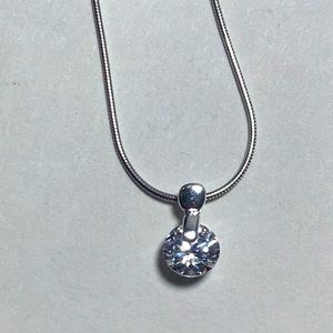 Sterling Silver Necklace with Large Crystal